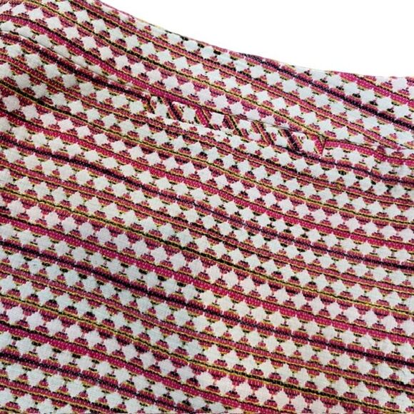 Halogen Tweed Textured Skirt Fuchsia Red Gold Abstract Lined Back Zip Size 14 - Picture 2 of 9